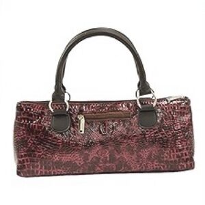 Wine Clutch Bag Thermal Insulated Trendy Women's Carry Tote - Burgundy Croc